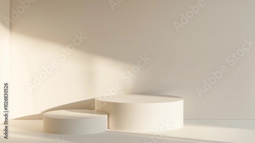 3D Mockup of a Podium Against an Isolated Neutral Background, Ideal for Product Showcases and Presentation Displays