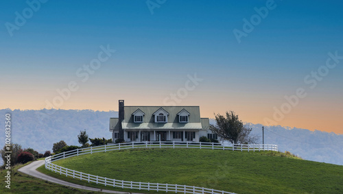 Newland North Carolina. Gorgeous White home on top of the mountain. White Fence