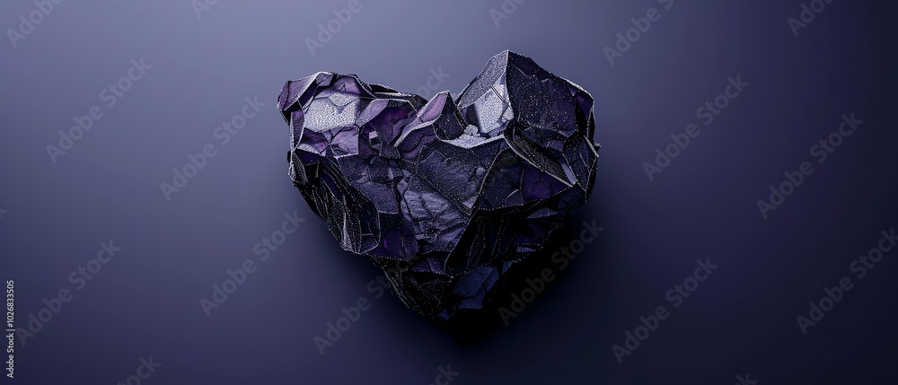 Fototapeta premium Faceted diamond heart, sparkling edges, flat design illustration