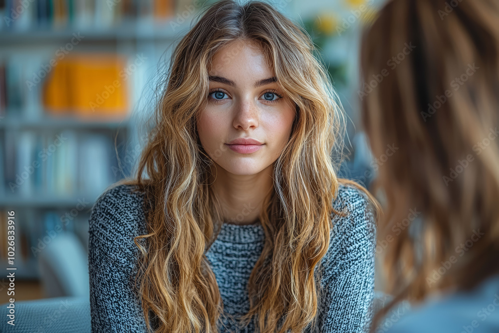 Obraz premium A teacher noticing signs of depression in a student, highlighting the importance of early detection of mental health issues. Concept of early detection in mental health.
