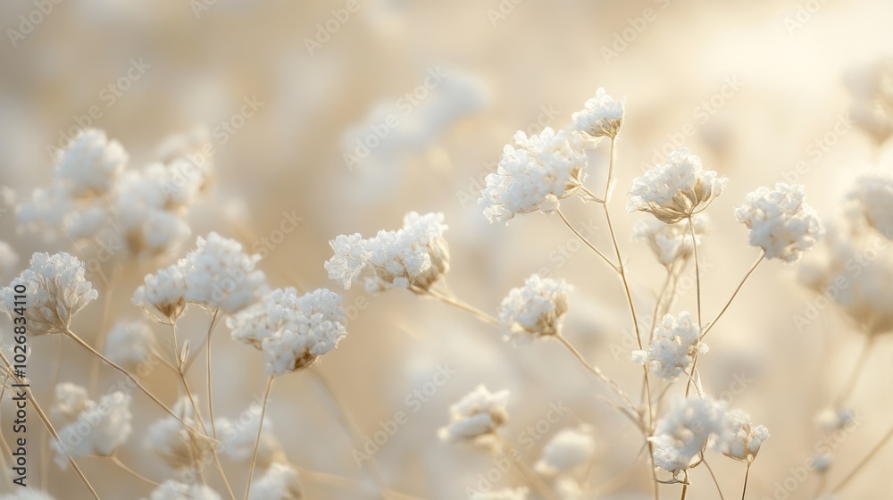 serene macro image of dry Gypsophila flowers, serene macro image of dry Gypsophila flowers,