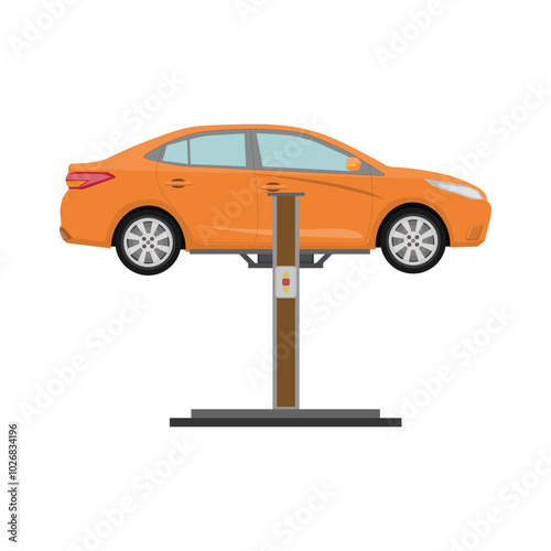 Vector illustration of car repair in cartoon flat style. Auto mechanic service of tire maintenance, car repair set of vector illustration. Vehicales tires repair station.