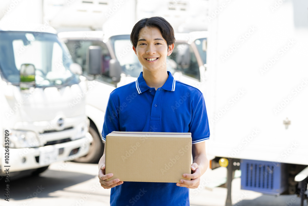 運送業者の若い男性