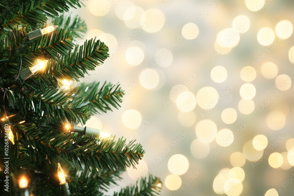 A Christmas tree with lights on it A Christmas tree with lights on it