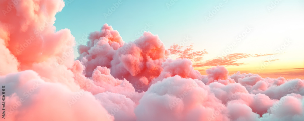 Pink clouds in the sky with a blue sky background Pink clouds in the sky with a blue sky background