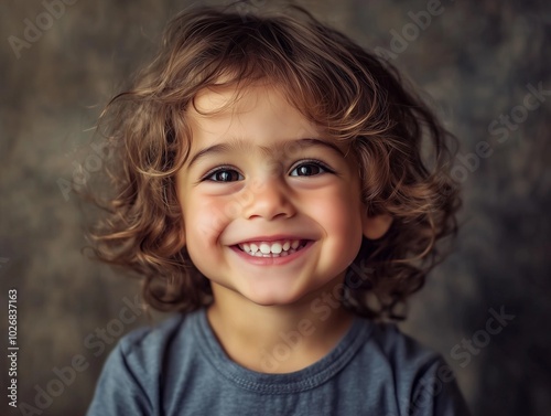 A Bright and Cheerful Portrait of a Smiling Child, Radiating Joy and Innocence