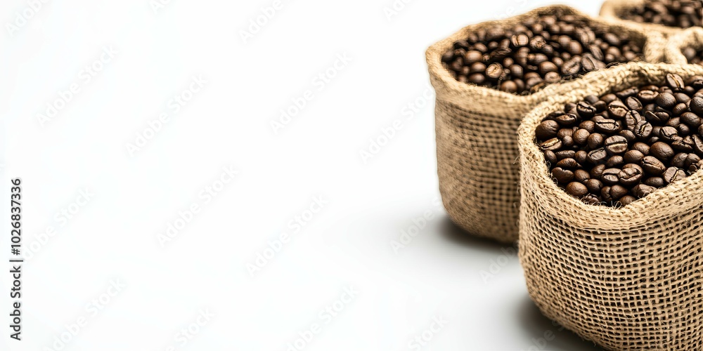 Coffee Roastery with Premium Coffee Beans in Burlap Sacks