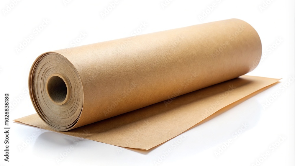 Craft paper roll on white background Craft paper roll on white background