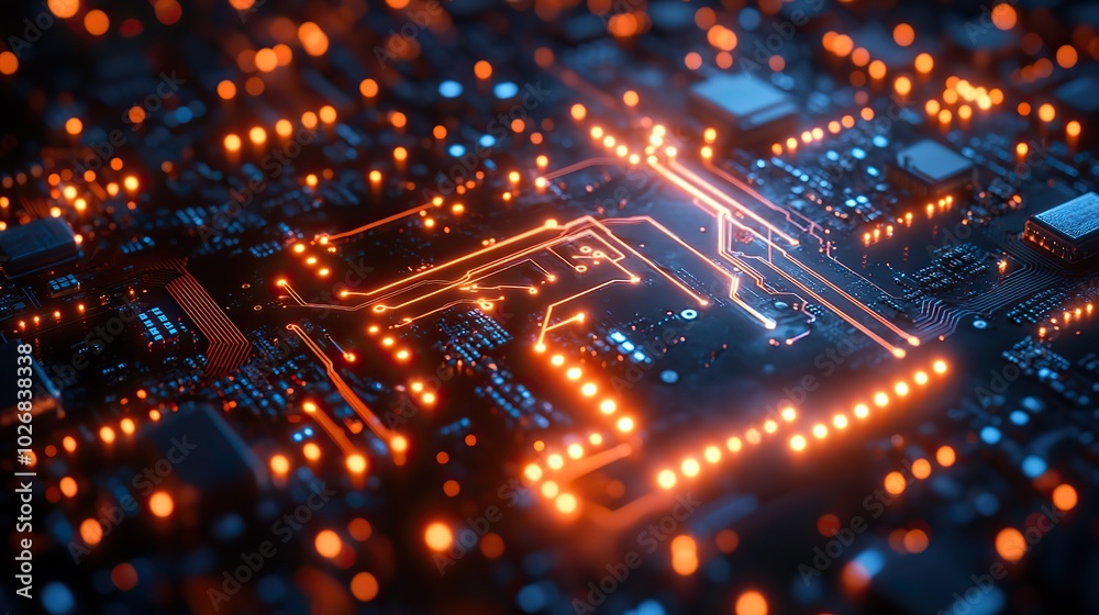 A glowing circuit hologram serves as a futuristic technology background, representing digital advancements and innovation. A glowing circuit hologram serves as a futuristic technology background, representing digital advancements and innovation.