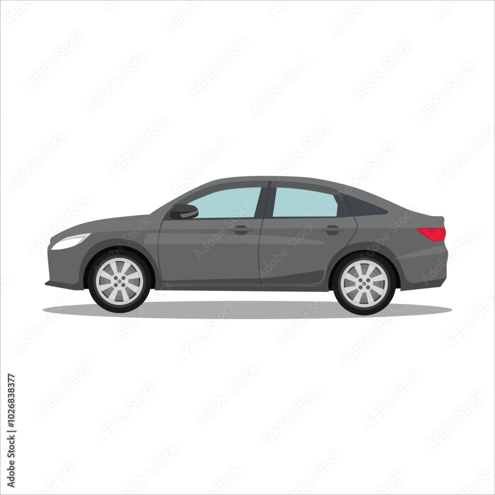 Vector illustration of single sedan in cartoon flat style. Compact sedan land vehicle in colorful with shadow. Modern technology of transportation. Luxury car in side view. Gasoline and electric car Vector illustration of single sedan in cartoon flat style. Compact sedan land vehicle in colorful with shadow. Modern technology of transportation. Luxury car in side view. Gasoline and electric car