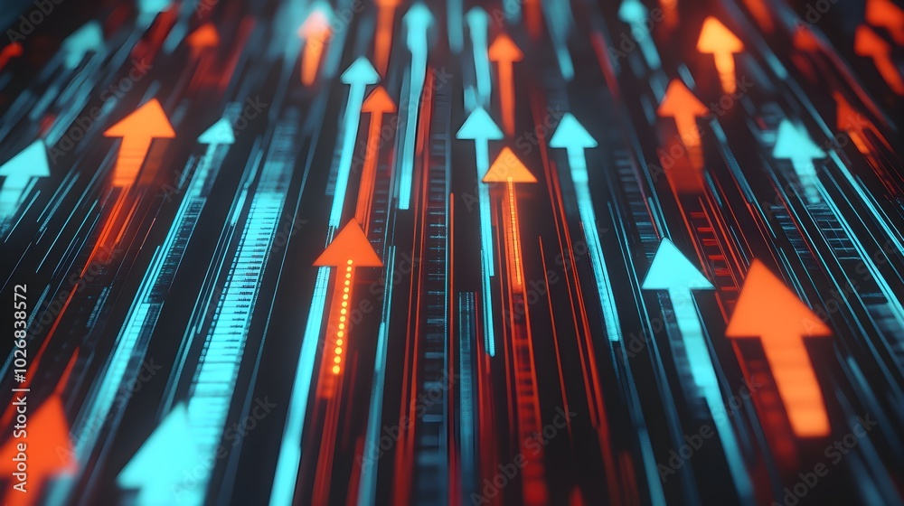 Abstract Design with Upward Arrows and Neon Colors