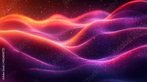 A gradient of red and purple wave lines on a dark background, showcasing abstract technology concepts and big data.