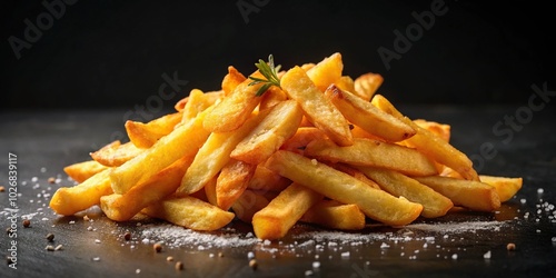 Wallpaper Mural Crispy fried potatoes french fries on black background Macro Torontodigital.ca