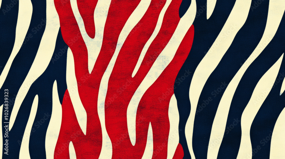 zebra print seamless patchwork pattern in red navy blue and beige white animal paint. fashion trendy background for fabric design wallpaper zebra print seamless patchwork pattern in red navy blue and beige white animal paint. fashion trendy background for fabric design wallpaper