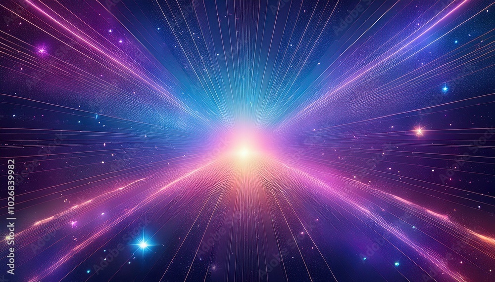 Naklejka premium 宇宙、光、エネルギー、未来、放射、輝き、夜空、銀河、スペース、星、SF、神秘的、幻想的、超新星、天体、広がり、ファンタジー