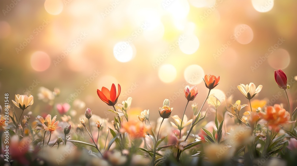 Vibrant Spring Meadow with Colorful Flowers Vibrant Spring Meadow with Colorful Flowers
