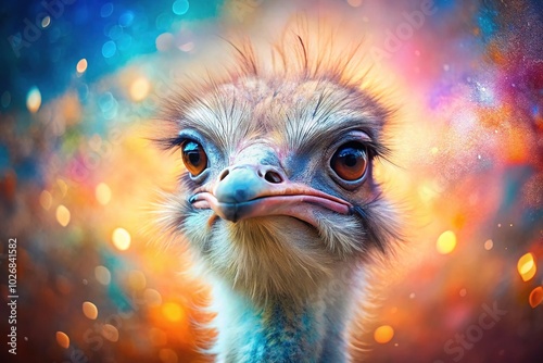 Surreal Closeup of an Ostrich Head - Unique Perspective in Nature Photography photo