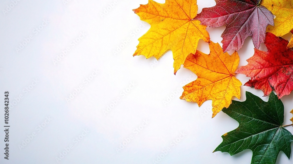 Colorful Autumn Leaves on White Background Colorful Autumn Leaves on White Background