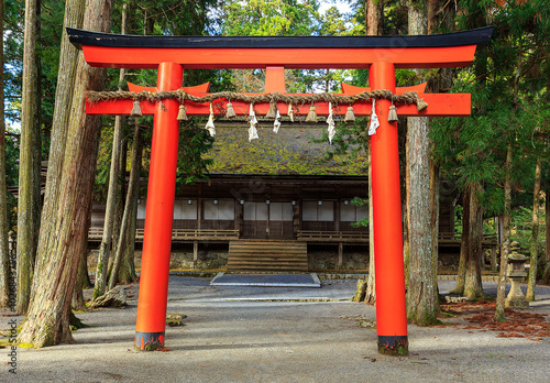 Torii at a temple near Mt Koyasan at Wakayama Prefecture, Japan photo