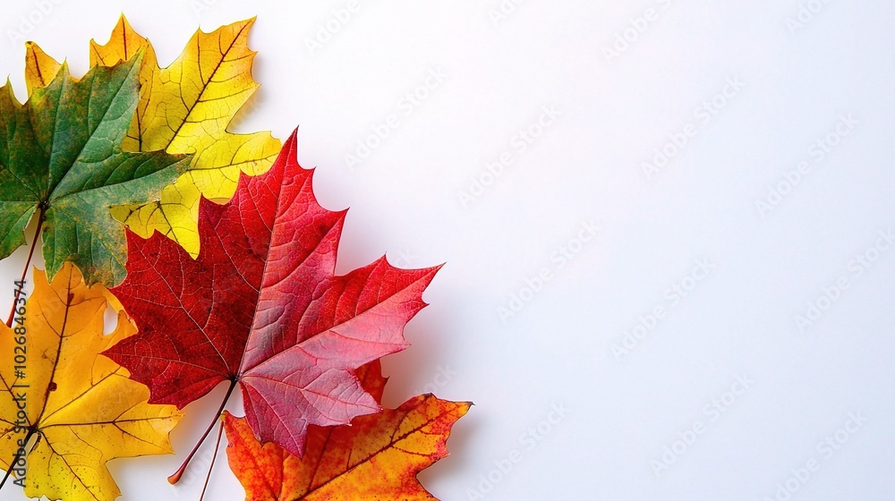 Colorful Autumn Leaves on a White Background Colorful Autumn Leaves on a White Background