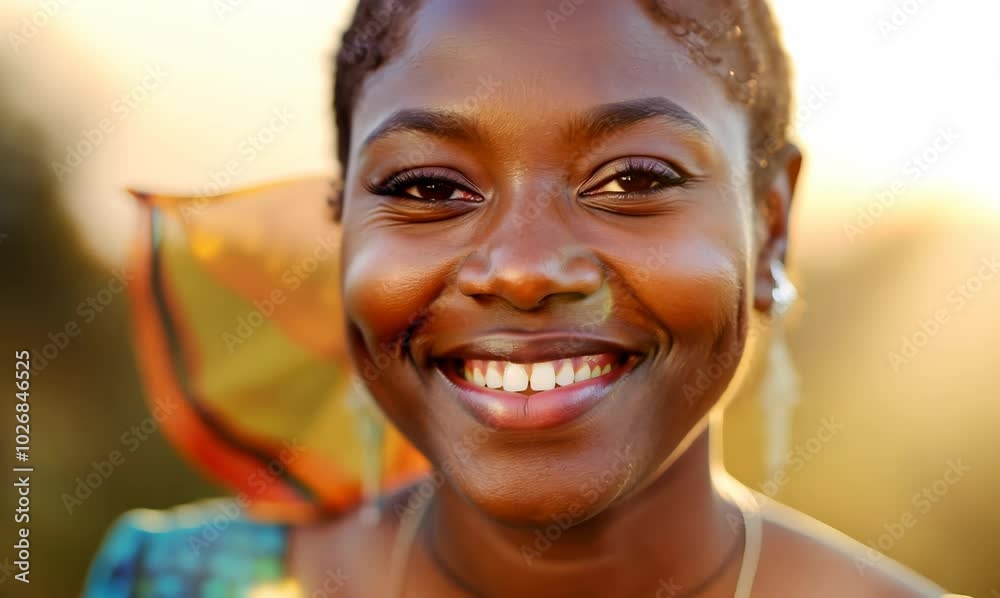 Joyful Malawian Woman Smiling in Sunlight Joyful Malawian Woman Smiling in Sunlight