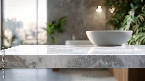 Modern Marble Table with Decorative Bowl