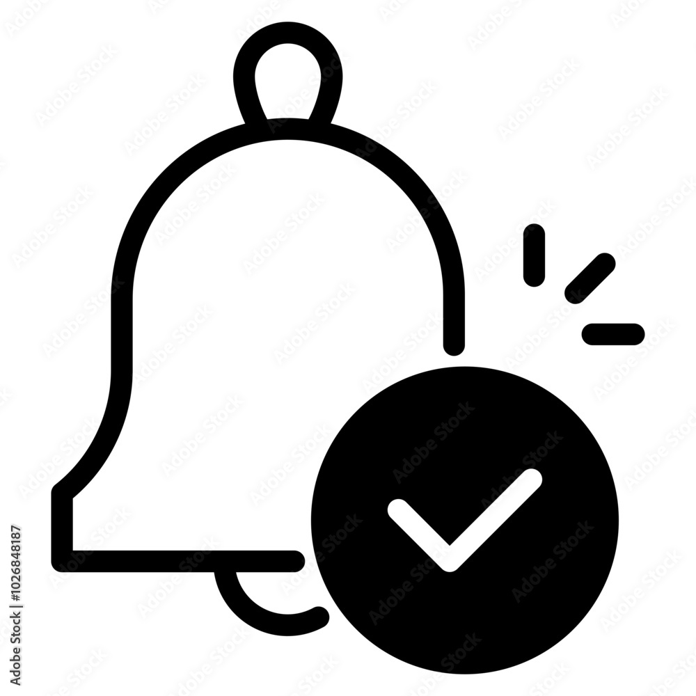 notification bell with checkmark icon notification bell with checkmark icon