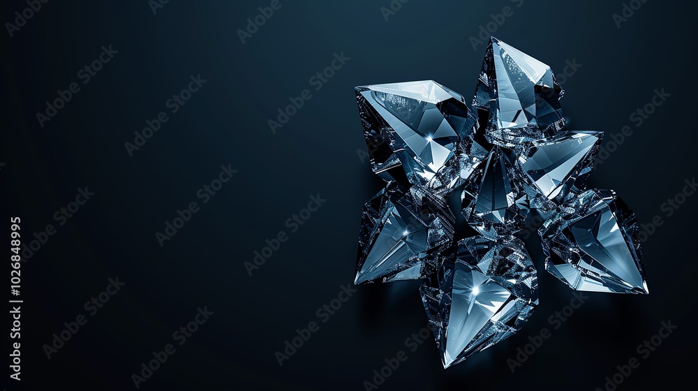 Diamond-shaped crystals, sparkling effects, flat design illustration Diamond-shaped crystals, sparkling effects, flat design illustration