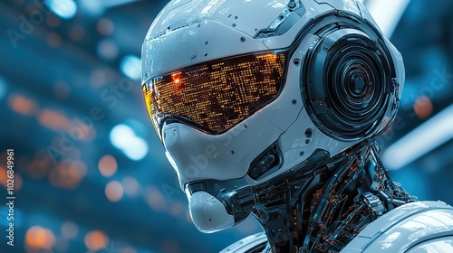 A software engineer is shown analyzing code, utilizing AI algorithms to enhance business operations and drive digital transformation.