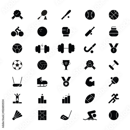 Sports interface solid icon pack.