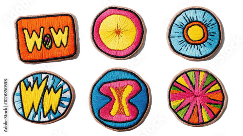 Vibrant Embroidered Patches With Fun Designs Generative AI
