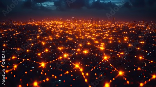 A technology concept featuring wireless network connections set against abstract city backgrounds, representing the digital evolution of urban landscapes.