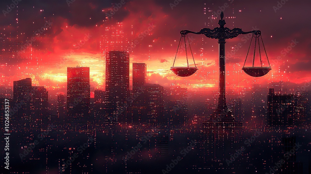 A technology-themed illustration reflects the concept of justice and law in the digital age. A technology-themed illustration reflects the concept of justice and law in the digital age.