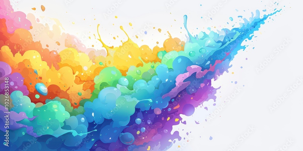 Fototapeta premium Colorful Splash of Rainbow on Canvas