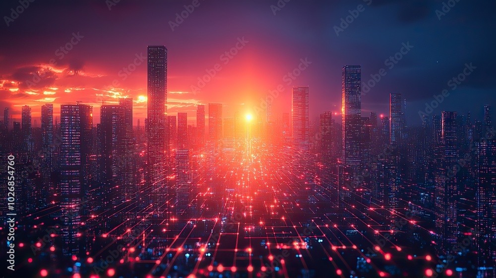 A view of a modern city skyline with a technology-focused concept, providing an abstract background suitable for a business website banner. A view of a modern city skyline with a technology-focused concept, providing an abstract background suitable for a business website banner.