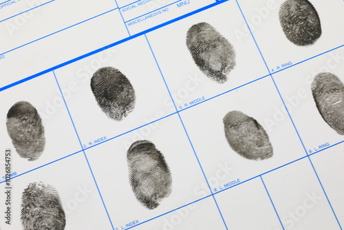 Fingerprints on an authentic fingerprint form