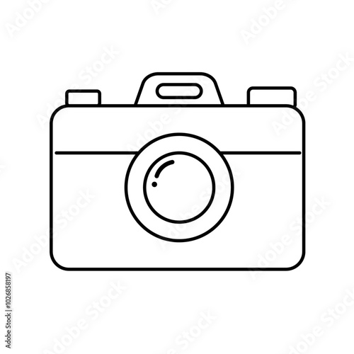シンプルなカメラの線画アイコンイラスト