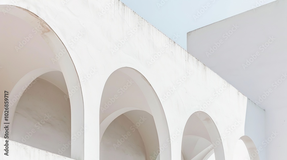 Fototapeta premium White Arched Line Building - an elegant and modern architectural visual. The white arched lines create a captivating and stylish atmosphere.