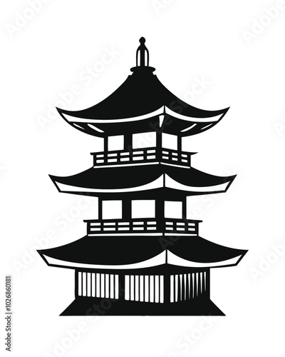 Traditional Japan pagoda vector silhouette