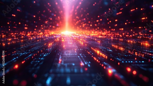 Abstract lines and light effects depict a future technology scene, creating a visually engaging concept design for futuristic applications.