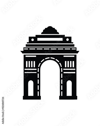 Indian Culture Gate landmark vector silhouette