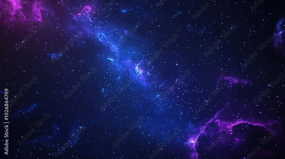 Naklejka premium Vibrant Cosmic Galaxy with Stars and Nebulae