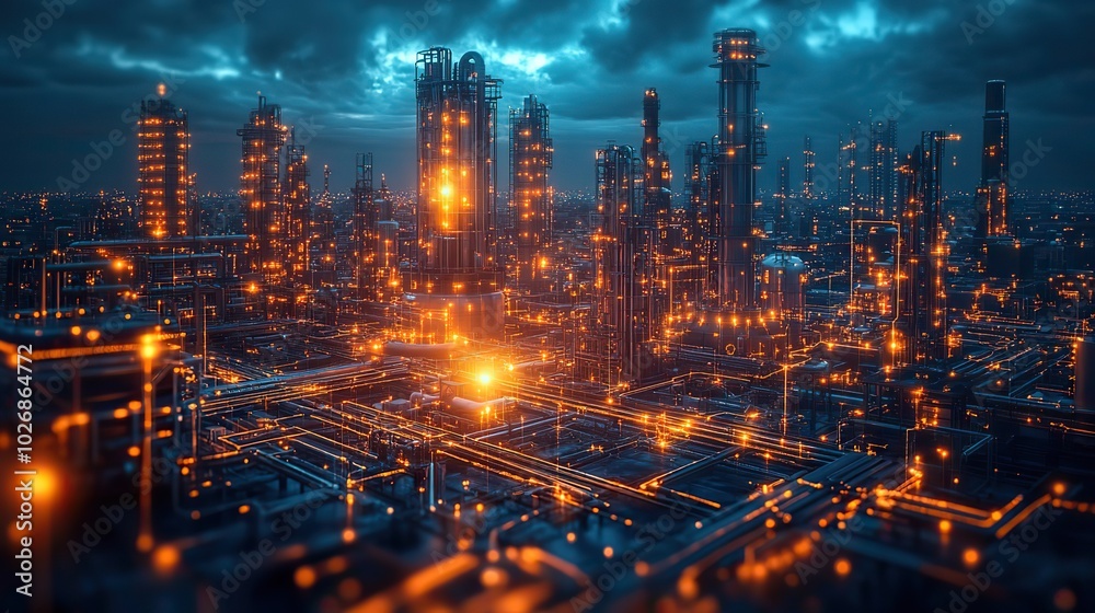 Fototapeta premium An illustration of how modern technologies are utilized in business, highlighting their impact on efficiency and innovation across industries.