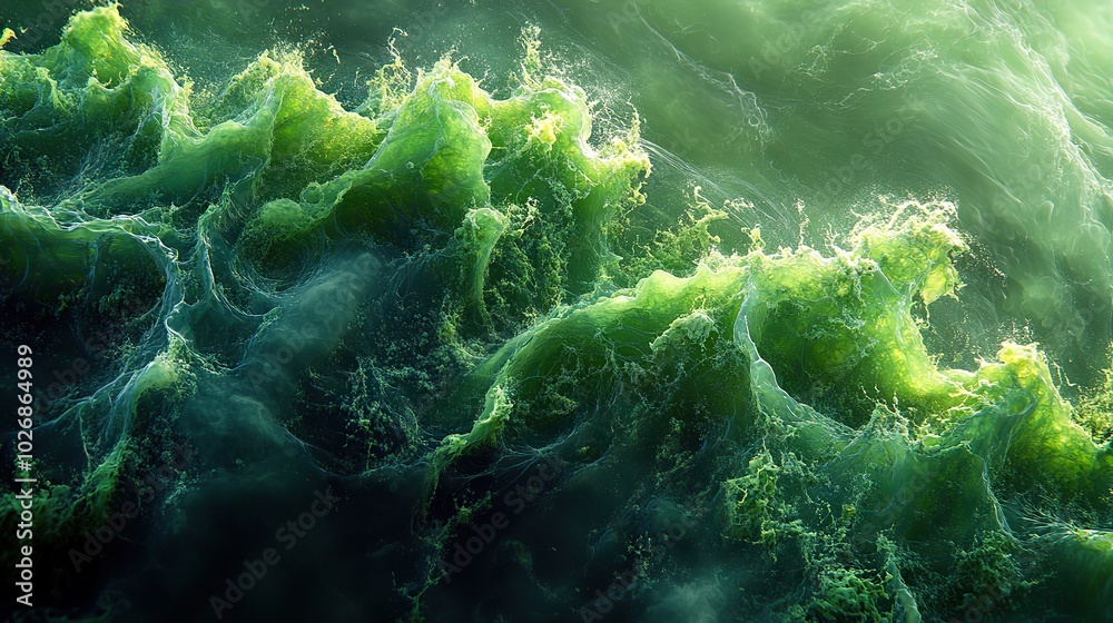 An image depicting green algae, representing biotechnology, environmental science, and sustainable energy research in a laboratory setting. An image depicting green algae, representing biotechnology, environmental science, and sustainable energy research in a laboratory setting.