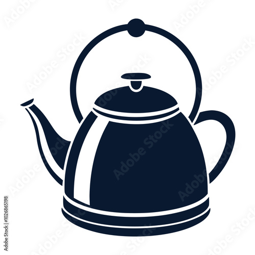 Electric kettle icon isolated on white background silhouette and coloring