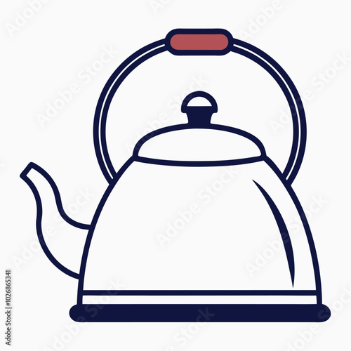 Electric kettle icon isolated on white background silhouette and coloring