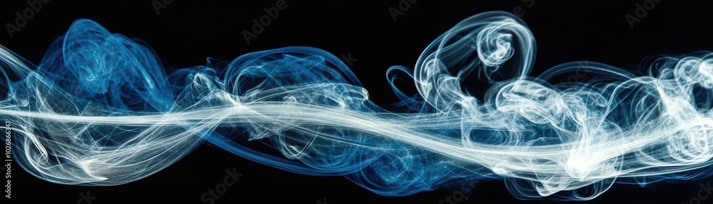 Fototapeta premium Expanding Blue Smoke Burst on Black Background