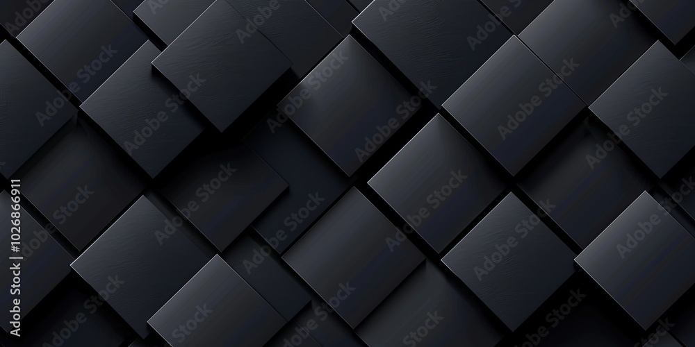 Fototapeta premium Abstract geometric pattern with dark square tiles.