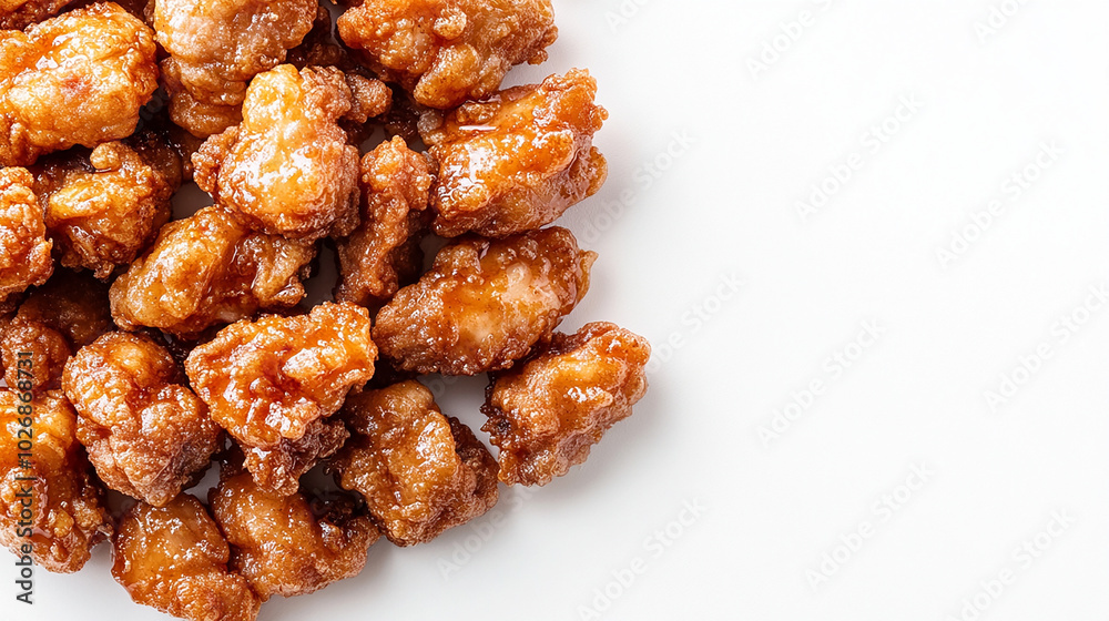 Crispy fried karaage chicken with golden-brown skin Crispy fried karaage chicken with golden-brown skin