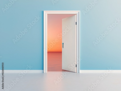 An open door revealing a colorful gradient background, symbolizing new possibilities and fresh beginnings.